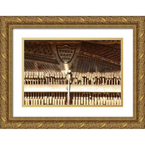 OR, Shaniko Inside Old piano on main street Gold Ornate Wood Framed Art Print with Double Matting by Ross, Nancy ,  Steve