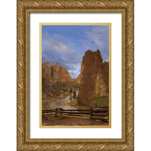 Oregon View of Crooked River in Smith Rock SP Gold Ornate Wood Framed Art Print with Double Matting by Paulson, Don