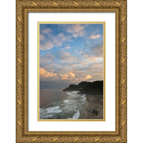 OR, Heceta Head Lighthouse in morning sky Gold Ornate Wood Framed Art Print with Double Matting by Rotenberg, Nancy