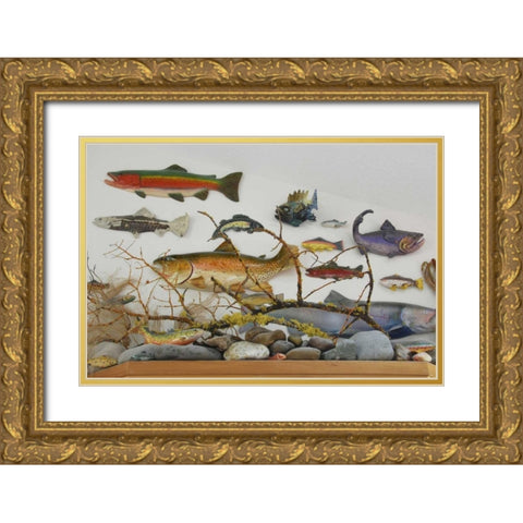 OR, Portland Fish displayed on wall of home Gold Ornate Wood Framed Art Print with Double Matting by Terrill, Steve