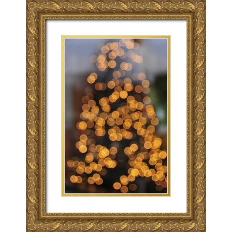 OR, Portland Lights on holiday Christmas tree Gold Ornate Wood Framed Art Print with Double Matting by Terrill, Steve