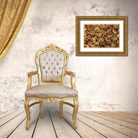 USA, Oregon, Portland Close-up of walnut meats Gold Ornate Wood Framed Art Print with Double Matting by Terrill, Steve