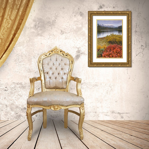OR, Willamette NF Scott Lake and Three Sisters Gold Ornate Wood Framed Art Print with Double Matting by Paulson, Don