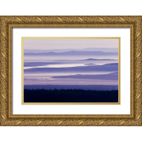 OR, Crater Lake NP Purple haze hangs over valley Gold Ornate Wood Framed Art Print with Double Matting by Paulson, Don