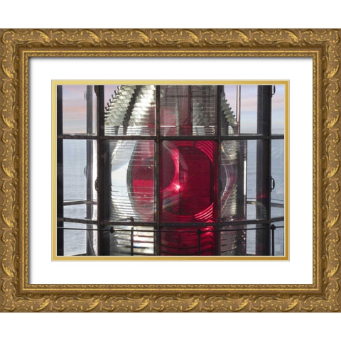 Oregon Cape Meares Lighthouse signal light  Gold Ornate Wood Framed Art Print with Double Matting by Paulson, Don