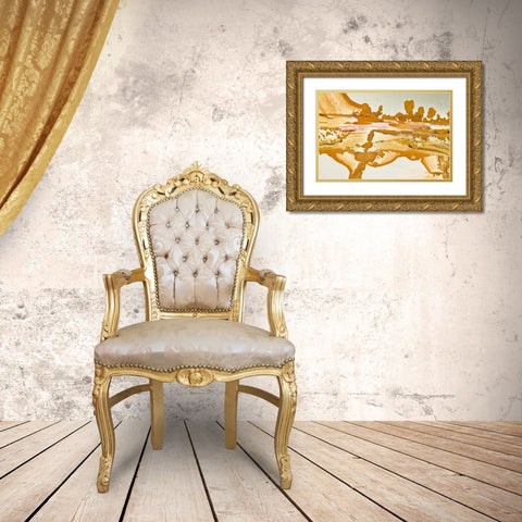 Oregon Close-up of Owyhee Picture Jasper stone Gold Ornate Wood Framed Art Print with Double Matting by Kirkland, Dennis