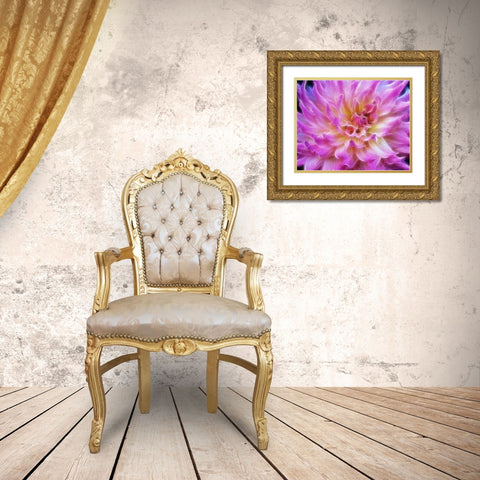 Oregon Abstract of digitally altered pink dahlia Gold Ornate Wood Framed Art Print with Double Matting by Carter, Jean