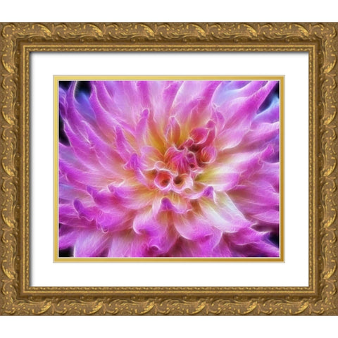 Oregon Abstract of digitally altered pink dahlia Gold Ornate Wood Framed Art Print with Double Matting by Carter, Jean