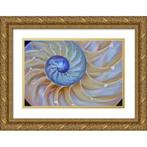 Oregon Chambered nautilus cut in half Gold Ornate Wood Framed Art Print with Double Matting by Carter, Jean
