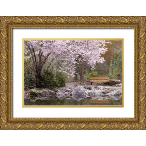 Oregon, Ashland Spring scenic in Lithia Park Gold Ornate Wood Framed Art Print with Double Matting by Paulson, Don