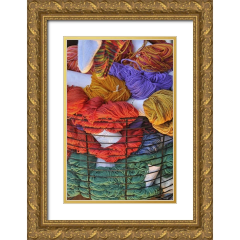 Oregon, Portland Basket of yarn bundles Gold Ornate Wood Framed Art Print with Double Matting by Terrill, Steve