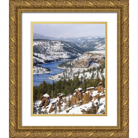 OR, Jefferson Co, Scenic of The Balancing Rocks Gold Ornate Wood Framed Art Print with Double Matting by Terrill, Steve