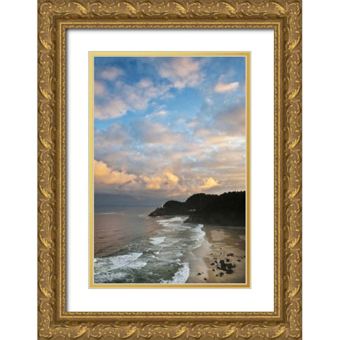Oregon Heceta Head Lighthouse in morning light Gold Ornate Wood Framed Art Print with Double Matting by Rotenberg, Nancy