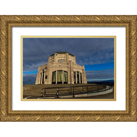 Vista House at Crown Point in Multnomah County-Oregon-USA Gold Ornate Wood Framed Art Print with Double Matting by Haney, Chuck