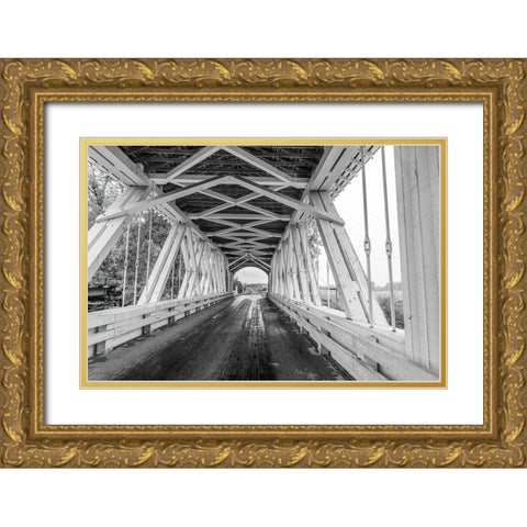 Gilkey Covered Bridge near Scio-Oregon-USA Gold Ornate Wood Framed Art Print with Double Matting by Haney, Chuck
