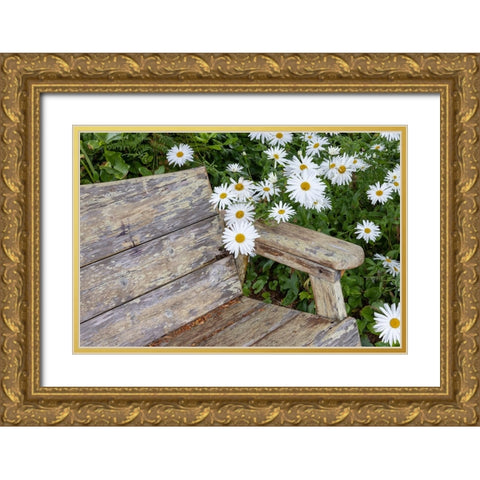 Usa-Oregon-Yachats Plantings Gold Ornate Wood Framed Art Print with Double Matting by Looney, Hollice