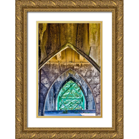 Usa-Oregon-Newport Yaquina Bay Bridge Gold Ornate Wood Framed Art Print with Double Matting by Looney, Hollice