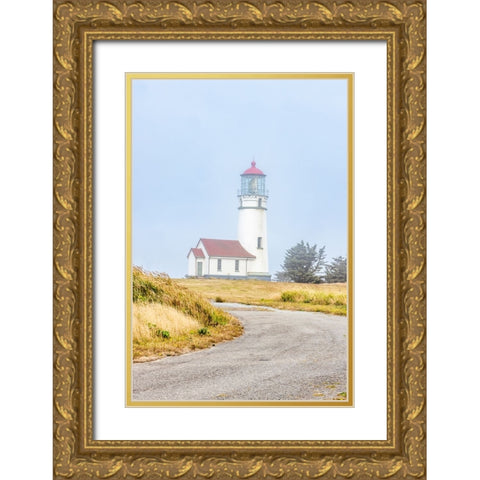 Usa-Oregon-Port Orford Cape Blanco Lighthouse on a Foggy Morning Gold Ornate Wood Framed Art Print with Double Matting by Looney, Hollice
