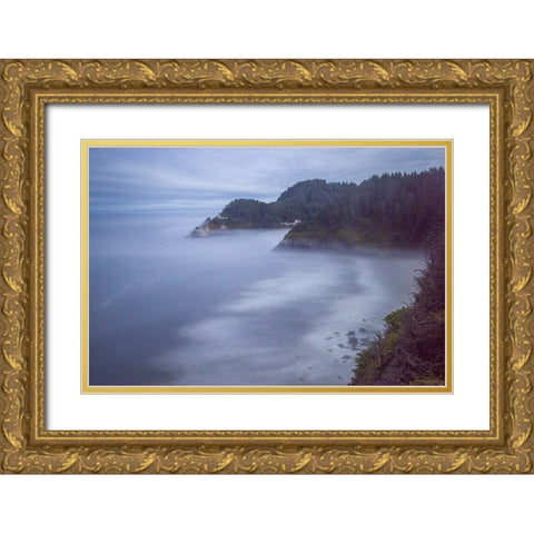 Usa-Oregon-Florence Heceta Head Lighthouse Gold Ornate Wood Framed Art Print with Double Matting by Looney, Hollice