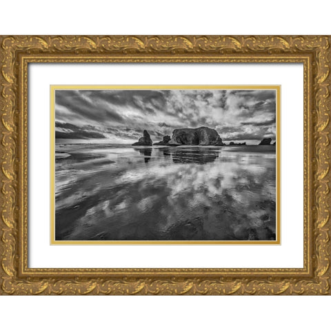 Bandon Beach-Oregon Gold Ornate Wood Framed Art Print with Double Matting by Ford, John