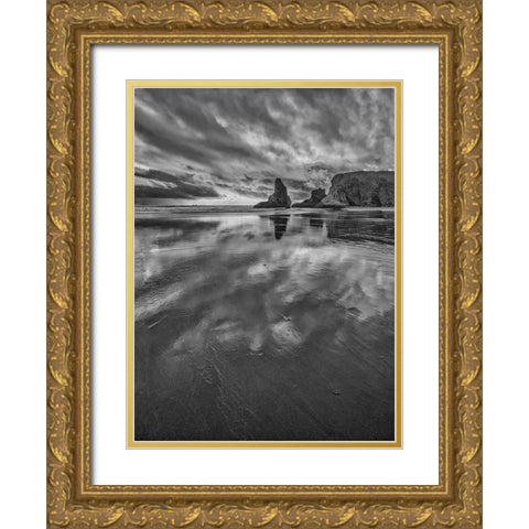 Bandon Beach-Oregon Gold Ornate Wood Framed Art Print with Double Matting by Ford, John