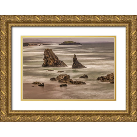 Bandon Beach-Oregon Gold Ornate Wood Framed Art Print with Double Matting by Ford, John