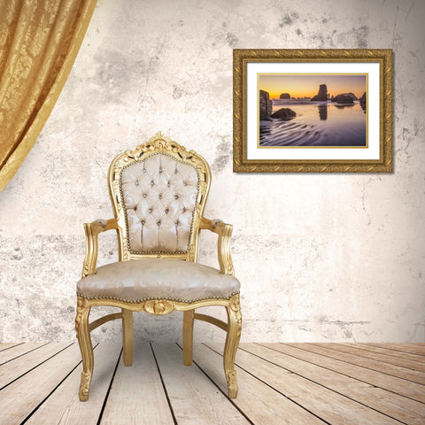 Bandon Beach-Oregon Gold Ornate Wood Framed Art Print with Double Matting by Ford, John
