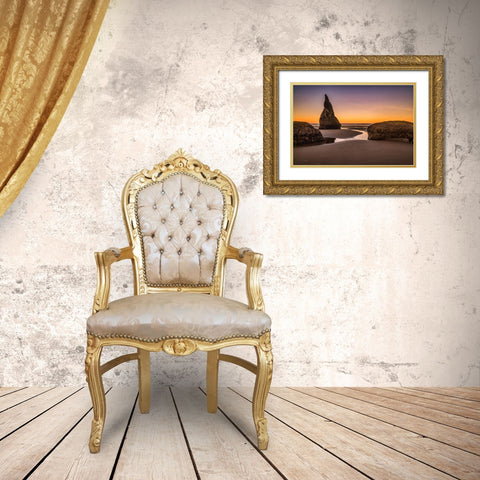 Bandon Beach-Oregon Gold Ornate Wood Framed Art Print with Double Matting by Ford, John