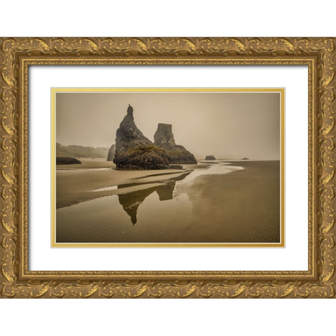 Bandon Beach-Oregon Gold Ornate Wood Framed Art Print with Double Matting by Ford, John