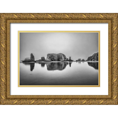 Bandon Beach-Oregon Gold Ornate Wood Framed Art Print with Double Matting by Ford, John