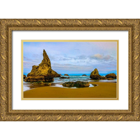 USA-Oregon-Bandon-Beach Gold Ornate Wood Framed Art Print with Double Matting by Restuccia, Joe III