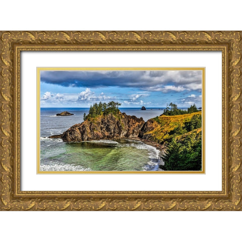 USA-Oregon-Cape Sebastian Gold Ornate Wood Framed Art Print with Double Matting by Restuccia, Joe III
