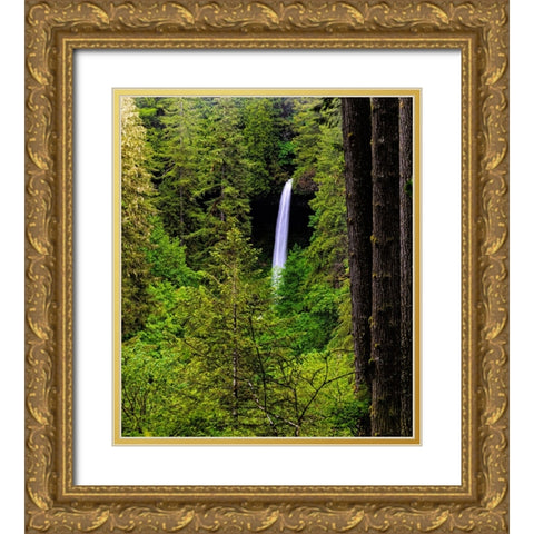 USA-Oregon-Silver Falls State Park-North Falls Gold Ornate Wood Framed Art Print with Double Matting by Restuccia, Joe III