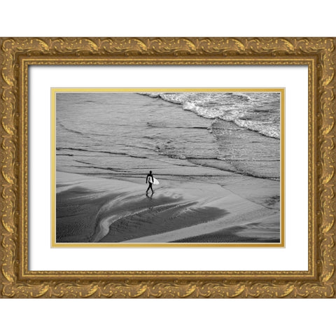 OR-Oregon Coast-Ecola State Park-Indian Beach-Going surfing Gold Ornate Wood Framed Art Print with Double Matting by Wild, Jamie and Judy