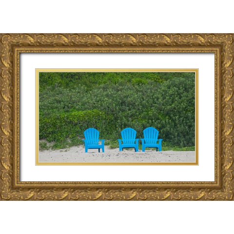 Oregon-chairs on Cannon Beach Gold Ornate Wood Framed Art Print with Double Matting by Wild, Jamie and Judy