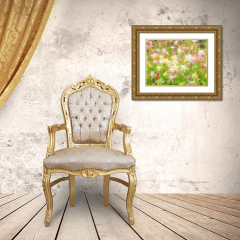 Oregon-Salem-Columbine in display garden Gold Ornate Wood Framed Art Print with Double Matting by Gulin, Sylvia