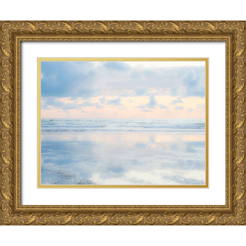 Oregon-Cannon Beach and a dreamy view of the beach at low tide Gold Ornate Wood Framed Art Print with Double Matting by Gulin, Sylvia