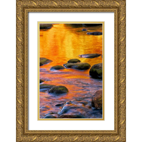 PA, Delaware Water Gap Bright sun on water Gold Ornate Wood Framed Art Print with Double Matting by OBrien, Jay