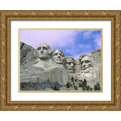 SD, Mount Rushmore, presidential faces Gold Ornate Wood Framed Art Print with Double Matting by Flaherty, Dennis