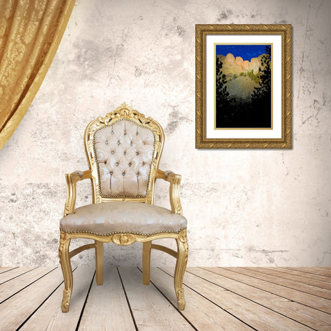 SD, Mount Rushmore lit at twilight Gold Ornate Wood Framed Art Print with Double Matting by Lord, Fred