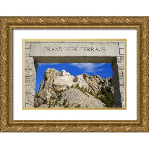 SD, Mount Rushmore framed by Grand View Terrace Gold Ornate Wood Framed Art Print with Double Matting by Lord, Fred