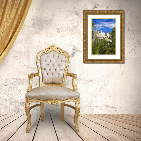 South Dakota Overview of Mount Rushmore Gold Ornate Wood Framed Art Print with Double Matting by Lord, Fred