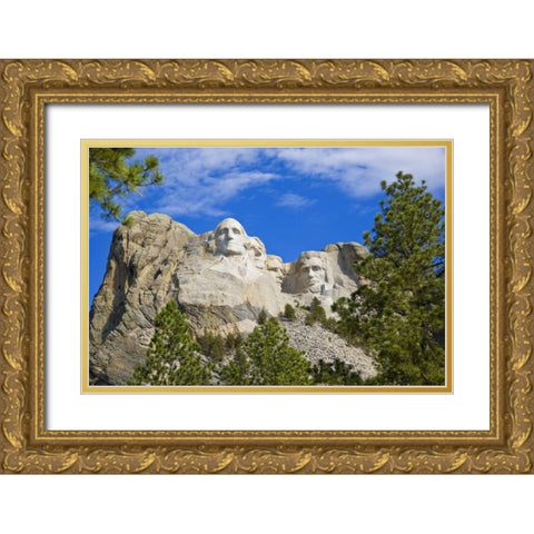South Dakota Overview of Mount Rushmore Gold Ornate Wood Framed Art Print with Double Matting by Lord, Fred