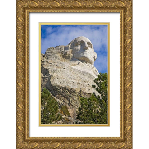 SD, President George Washington at Mount Rushmore Gold Ornate Wood Framed Art Print with Double Matting by Lord, Fred