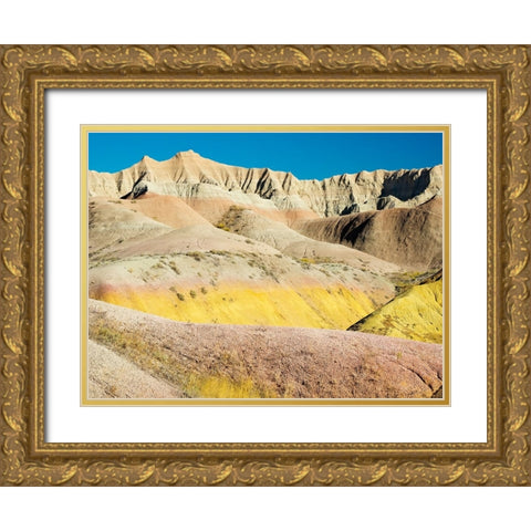 South Dakota- Badlands National Park. Badlands rock formations- Yellow Mounds Gold Ornate Wood Framed Art Print with Double Matting by Wild, Jamie and Judy