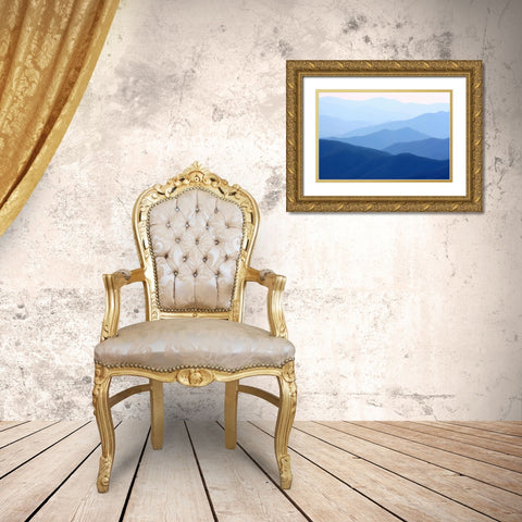 View of Smoky Mountain Range from Clingmans Dome Gold Ornate Wood Framed Art Print with Double Matting by Miller, Anna