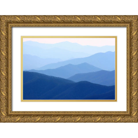 View of Smoky Mountain Range from Clingmans Dome Gold Ornate Wood Framed Art Print with Double Matting by Miller, Anna