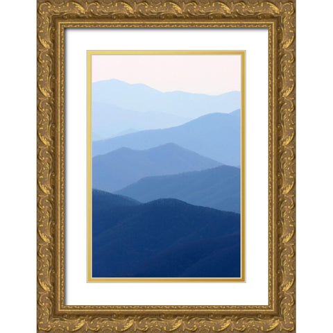 View of Smoky Mountain Range from Clingmans Dome Gold Ornate Wood Framed Art Print with Double Matting by Miller, Anna