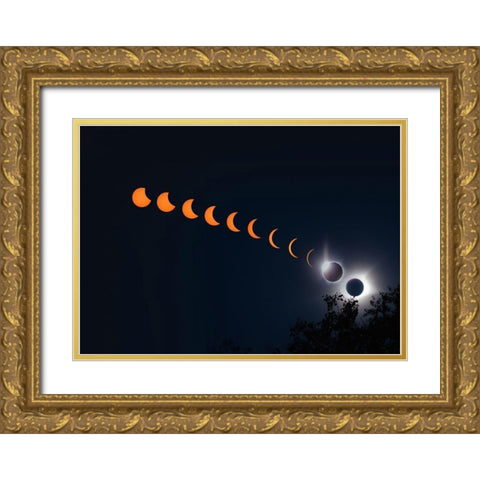 Solar Eclipse 2017-Viewed from Smoky Mountains National Park-Tennessee-USA Gold Ornate Wood Framed Art Print with Double Matting by Miller, Anna