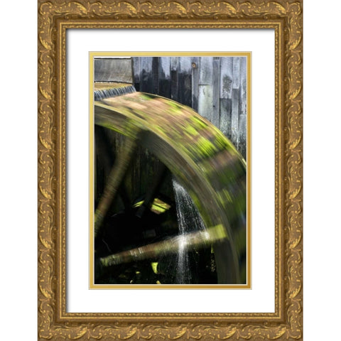 TN, Cades Cove Grist mill water wheel in motion Gold Ornate Wood Framed Art Print with Double Matting by Kaveney, Wendy